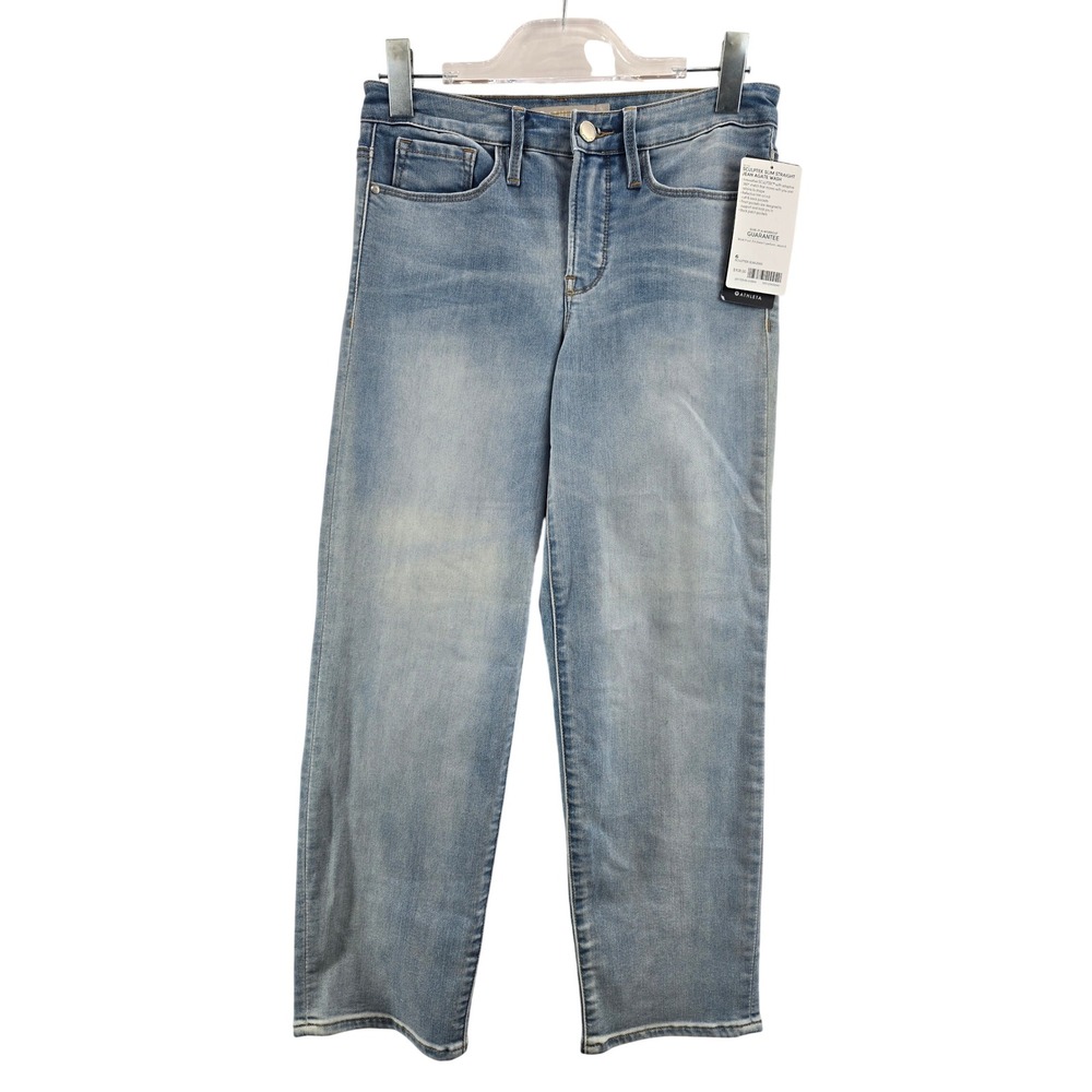 Athleta‎ Sculptek Slim Straight Jeans NEW Agate Wash Light Blue Womens Size 6